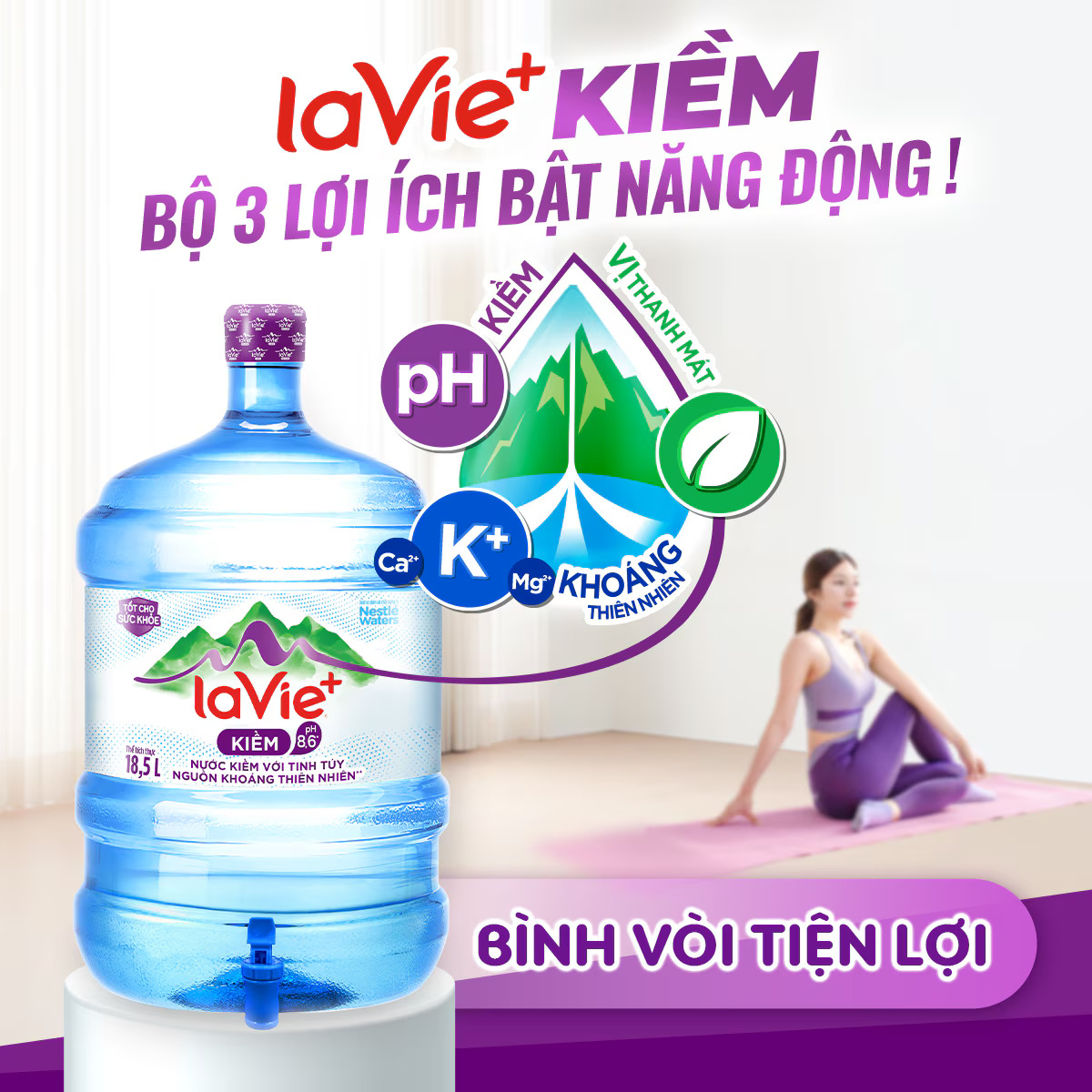 Bình nước Lavie+ Kiềm có vòi 18.5L